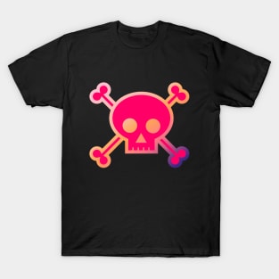 Skull and Crossbones Pirate Flag Hot Pink Gradient T-Shirt